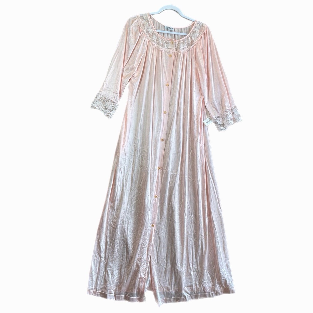 NOS Vintage Gilead Nightgown Robe Women's M Peachy Pink Nylon Long NWT‎